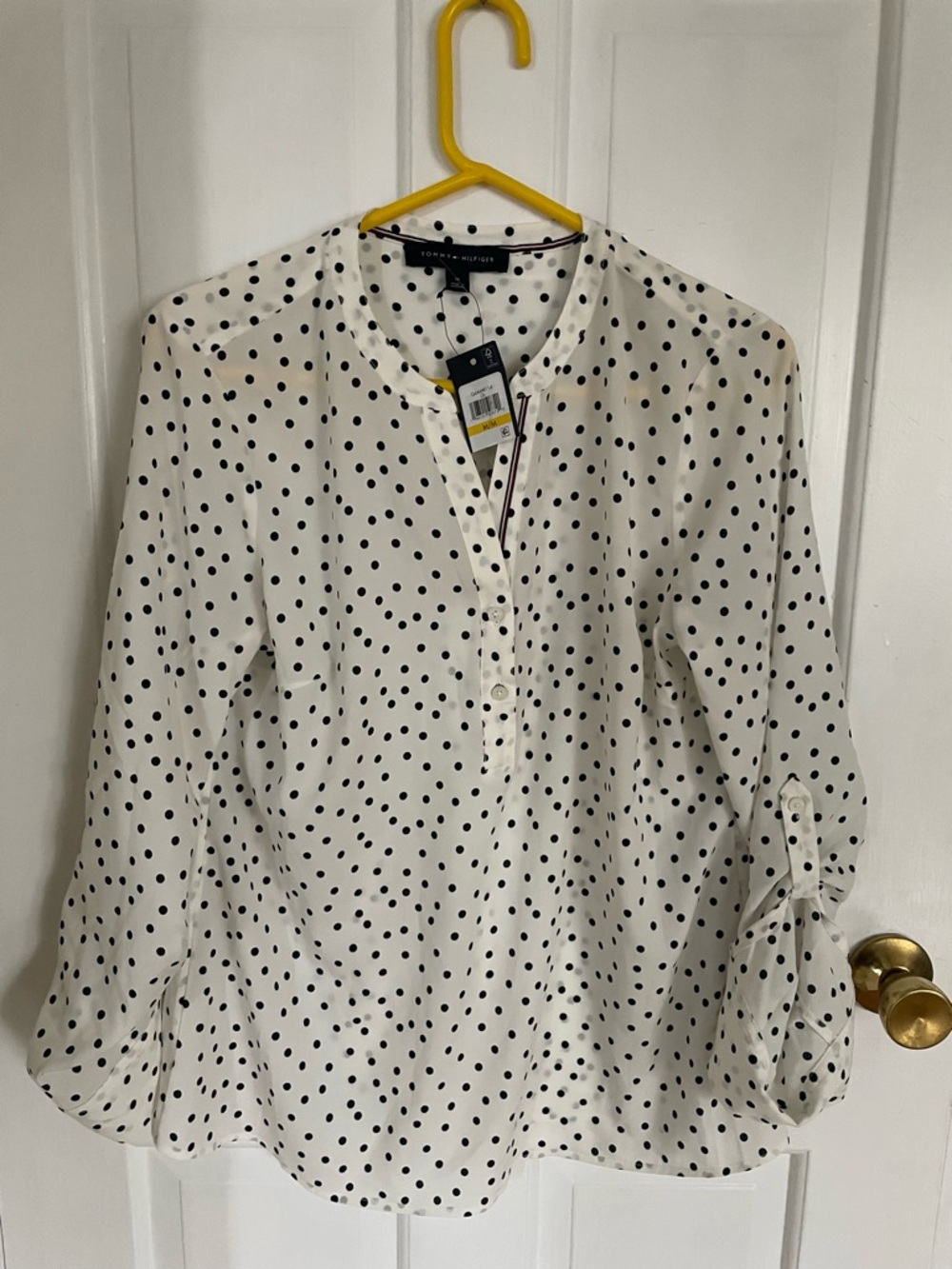 Tommy Hilfiger White Blouse with Black Polka Dots